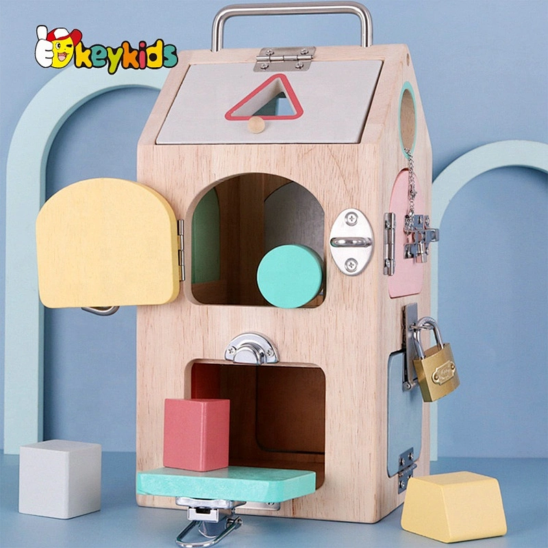 Customize Montessori Educational large wooden latches and doors busy board for kids W12D326