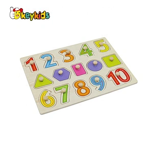 Customize educational number learning wooden jumbo knob puzzle for kids W14M235