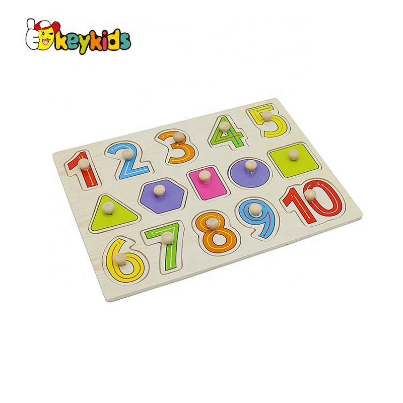 Customize educational number learning wooden jumbo knob puzzle for kids W14M235