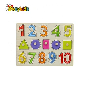 Customize educational number learning wooden jumbo knob puzzle for kids W14M235