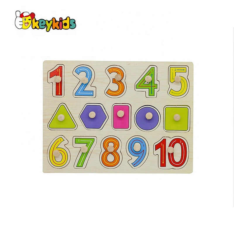 Customize educational number learning wooden jumbo knob puzzle for kids W14M235