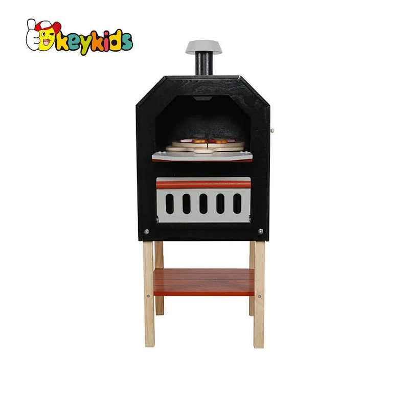 Hot selling pretend play wooden toy pizza oven set for kids W10D400