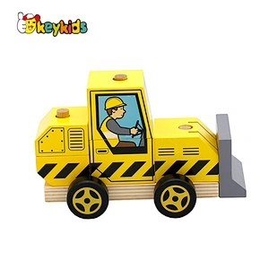 Customize wooden engineering toy vehicle construction truck toys for children W04A552