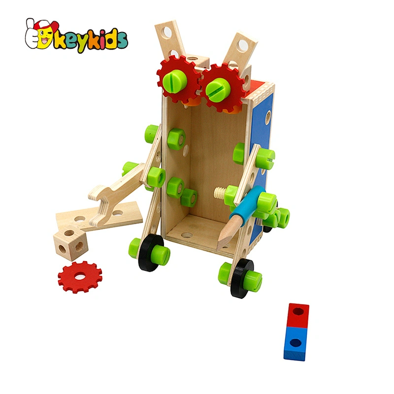 Creative 72pcs nuts wooden role play toolbox toy for children W03D155