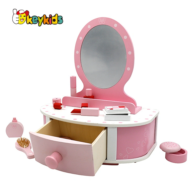 Fashion princess girls dresser set wooden makeup toy with mirror W08H183