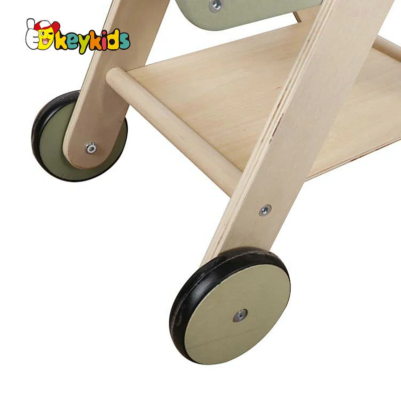 Hot selling pretend play mini wooden shopping cart toy for kids W16E185