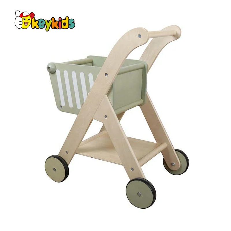 Hot selling pretend play mini wooden shopping cart toy for kids W16E185