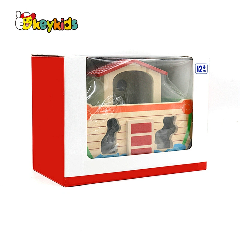 Montessori educational animal shape sorter wooden noah's ark playsets for kids W12D350