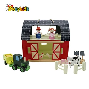 Factory Customize miniature play wooden farm toy set for kids W06A465
