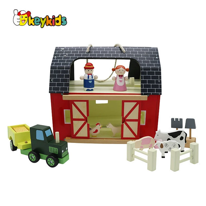 Factory Customize miniature play wooden farm toy set for kids W06A465