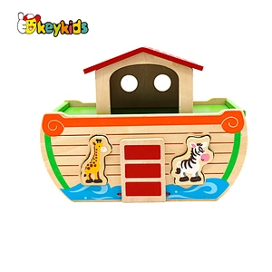 Montessori educational animal shape sorter wooden noah's ark playsets for kids W12D350