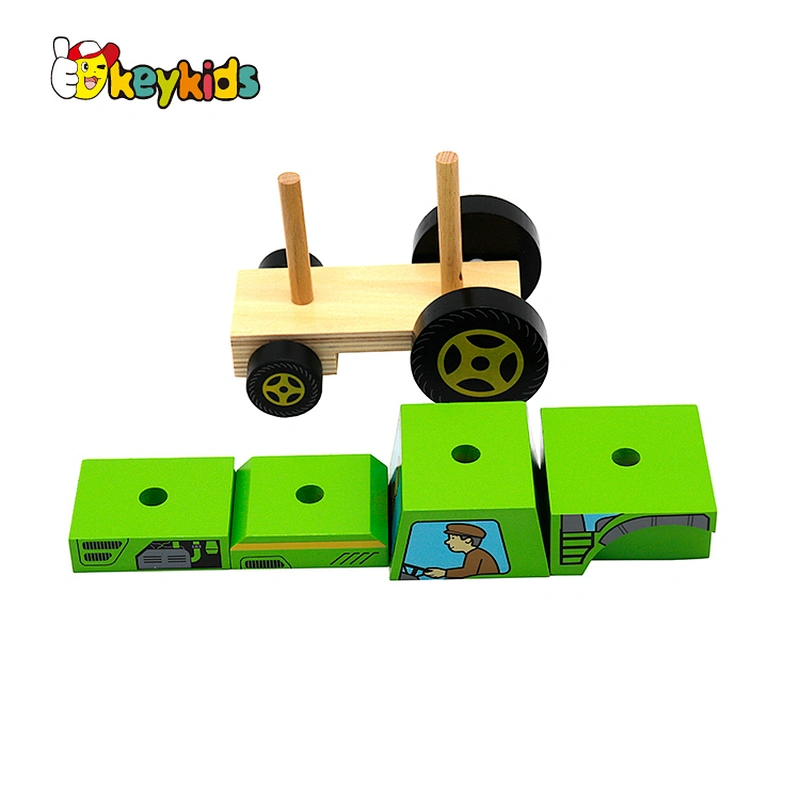 Customize educational engineering wooden wooden truck assemble toys for children W04A550