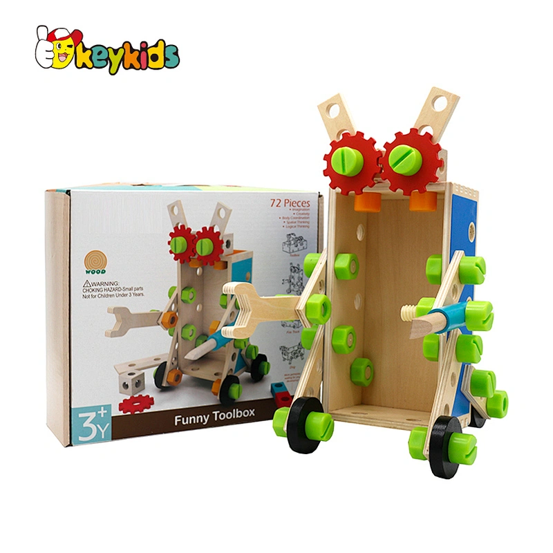 Creative 72pcs nuts wooden role play toolbox toy for children W03D155