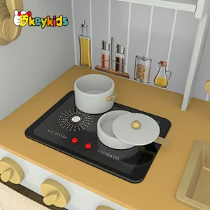 Children large pretend cooking wooden toy kitchen with fridge W10C692