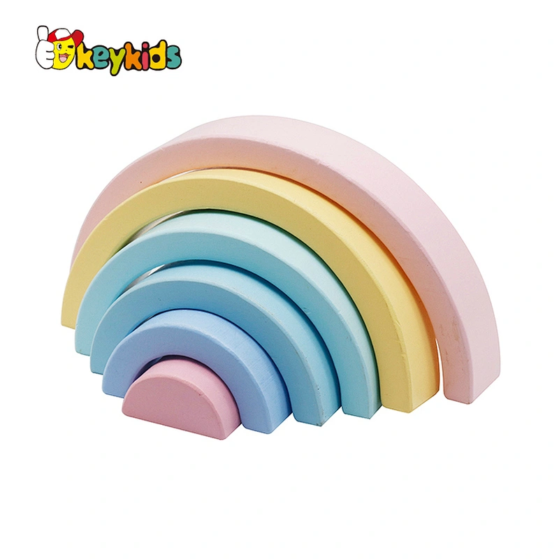 High Quality Educational Wooden Rainbow Stacking Blocks For Kids W13D230