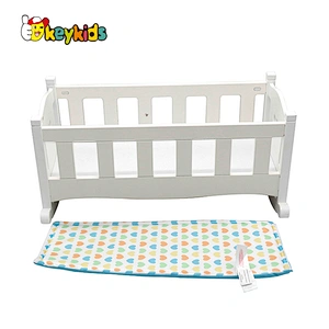 Eco-friendly miniature wooden doll crib set or sale W06B127