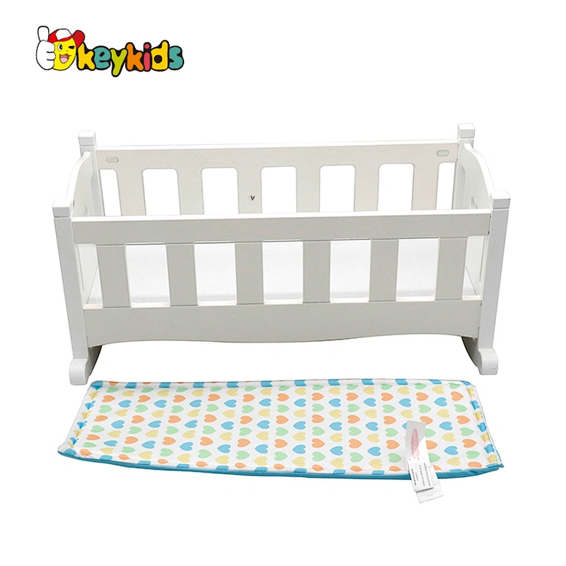 Eco-friendly miniature wooden doll crib set or sale W06B127