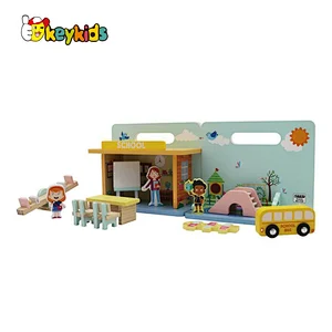 Factory Customize miniature wooden school playsets for kids W06A454