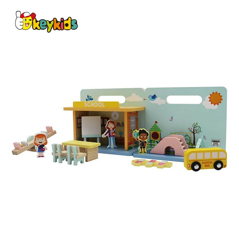 Factory Customize miniature wooden school playsets for kids W06A454