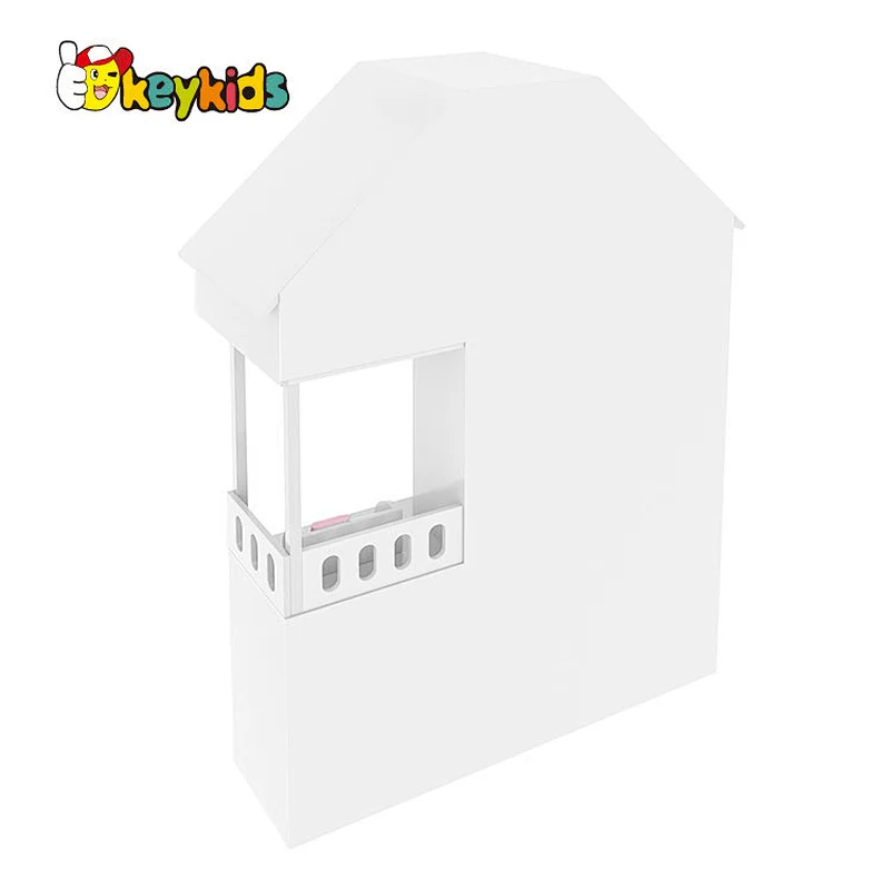 Customize multilayer children wooden white dollhouse with stair W06A460