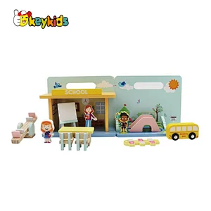 Factory Customize miniature wooden school playsets for kids W06A454