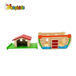 Montessori educational animal shape sorter wooden noah's ark playsets for kids W12D350