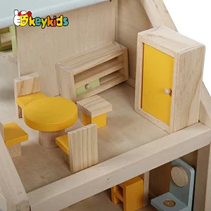 Factory Customize small wooden miniature dollhouse kits for girls W06A450