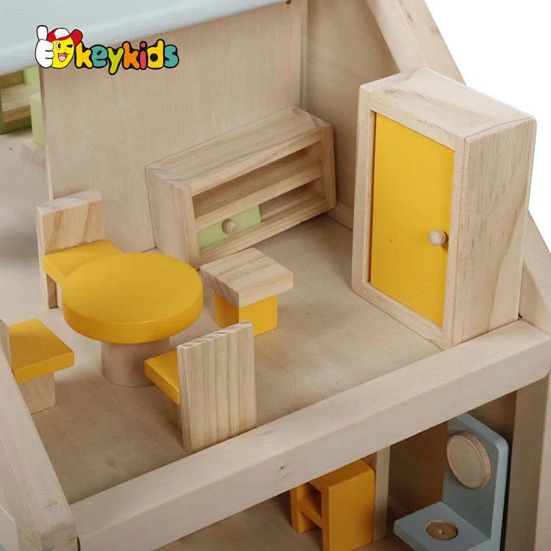 Factory Customize small wooden miniature dollhouse kits for girls W06A450