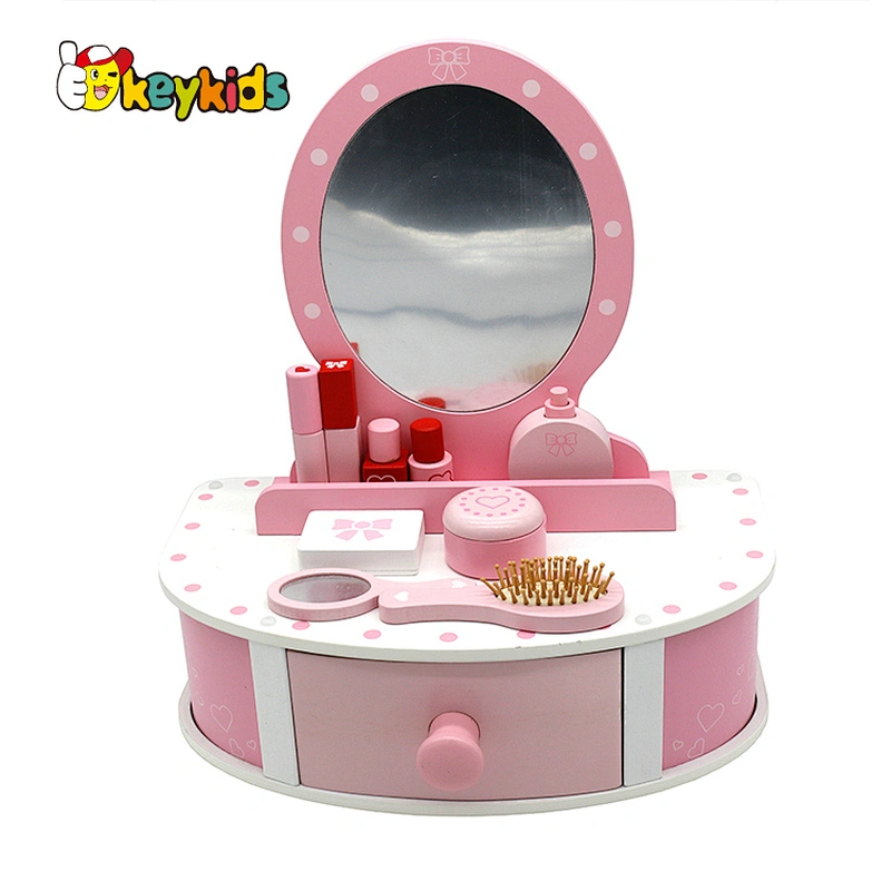 Fashion princess girls dresser set wooden makeup toy with mirror W08H183