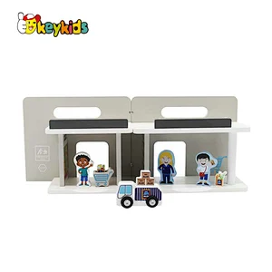 wholesale pretend mini house wooden supermarket toy play set for kids W06A453