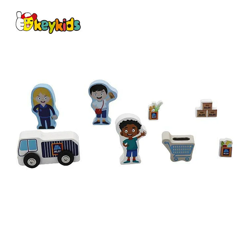 wholesale pretend mini house wooden supermarket toy play set for kids W06A453