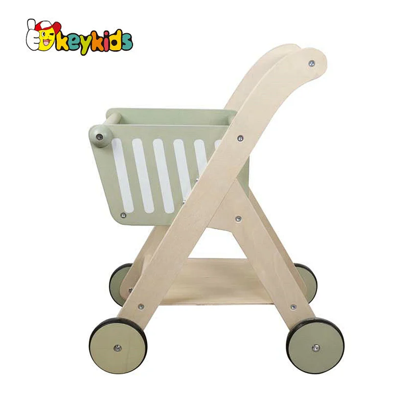 Hot selling pretend play mini wooden shopping cart toy for kids W16E185