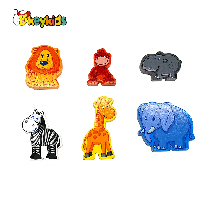 Customized Preschool Wooden Animal Blocks With House W13D342