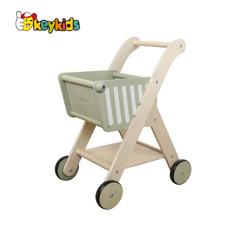 Hot selling pretend play mini wooden shopping cart toy for kids W16E185