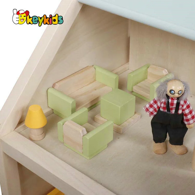 Factory Customize small wooden miniature dollhouse kits for girls W06A450