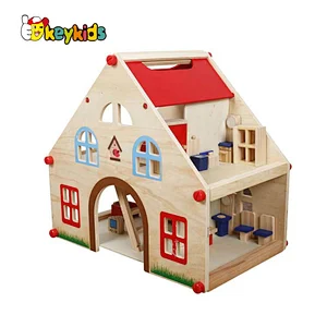 Factory Customize small wooden miniature dollhouse kits for girls W06A450