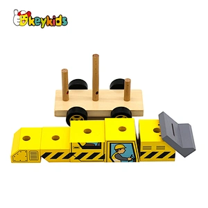 Customize wooden engineering toy vehicle construction truck toys for children W04A552