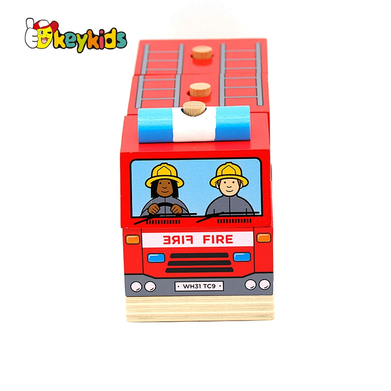 Customize educational truck wooden fire engine toy for children W04A551