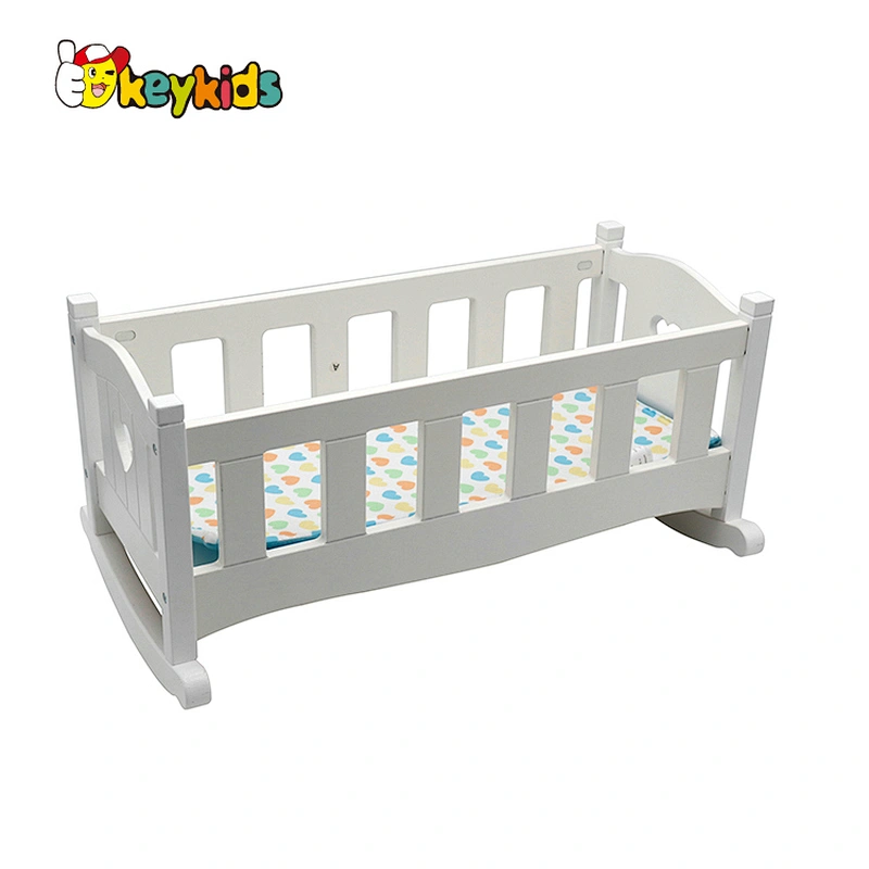Eco-friendly miniature wooden doll crib set or sale W06B127