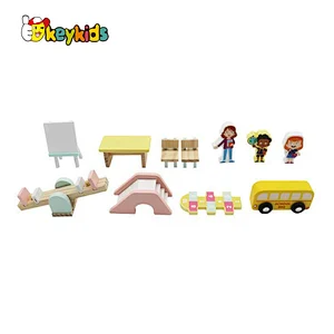 Factory Customize miniature wooden school playsets for kids W06A454