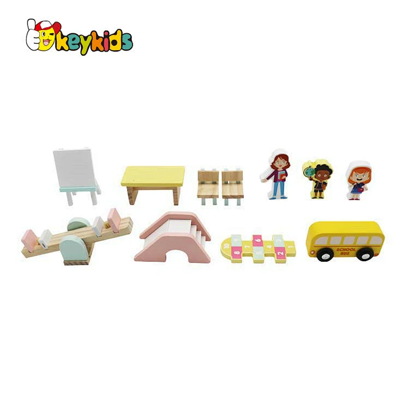 Factory Customize miniature wooden school playsets for kids W06A454