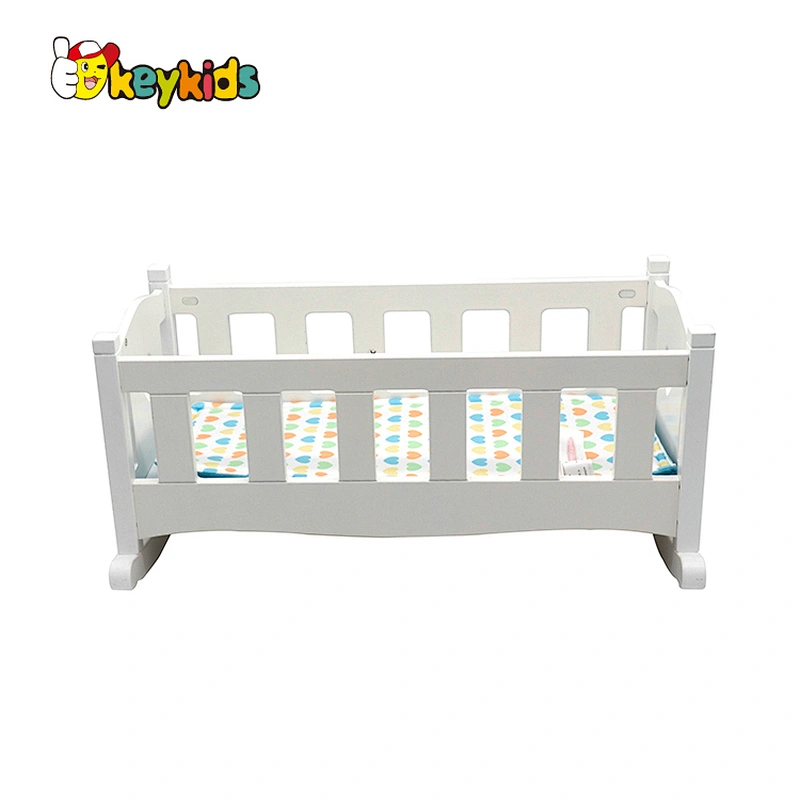 Eco-friendly miniature wooden doll crib set or sale W06B127