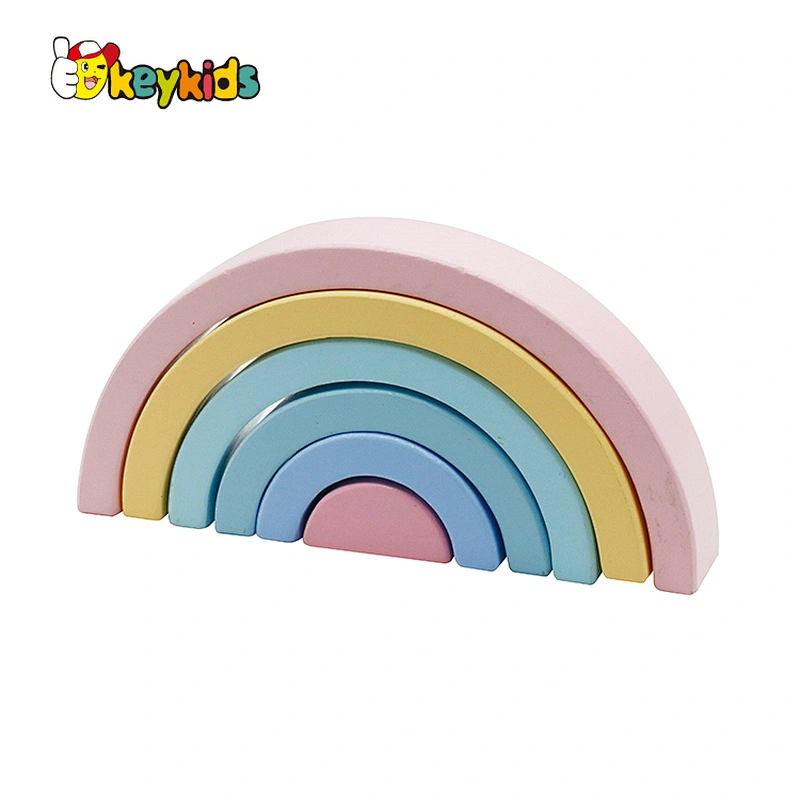 High Quality Educational Wooden Rainbow Stacking Blocks For Kids W13D230