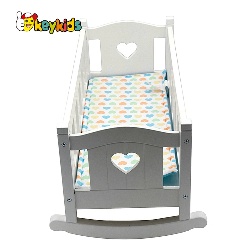 Eco-friendly miniature wooden doll crib set or sale W06B127