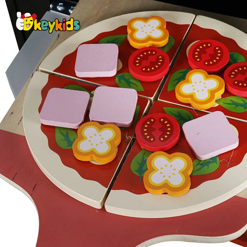 Hot selling pretend play wooden toy pizza oven set for kids W10D400