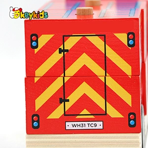 Customize educational truck wooden fire engine toy for children W04A551