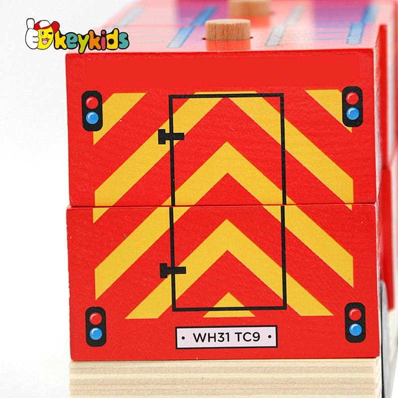 Customize educational truck wooden fire engine toy for children W04A551
