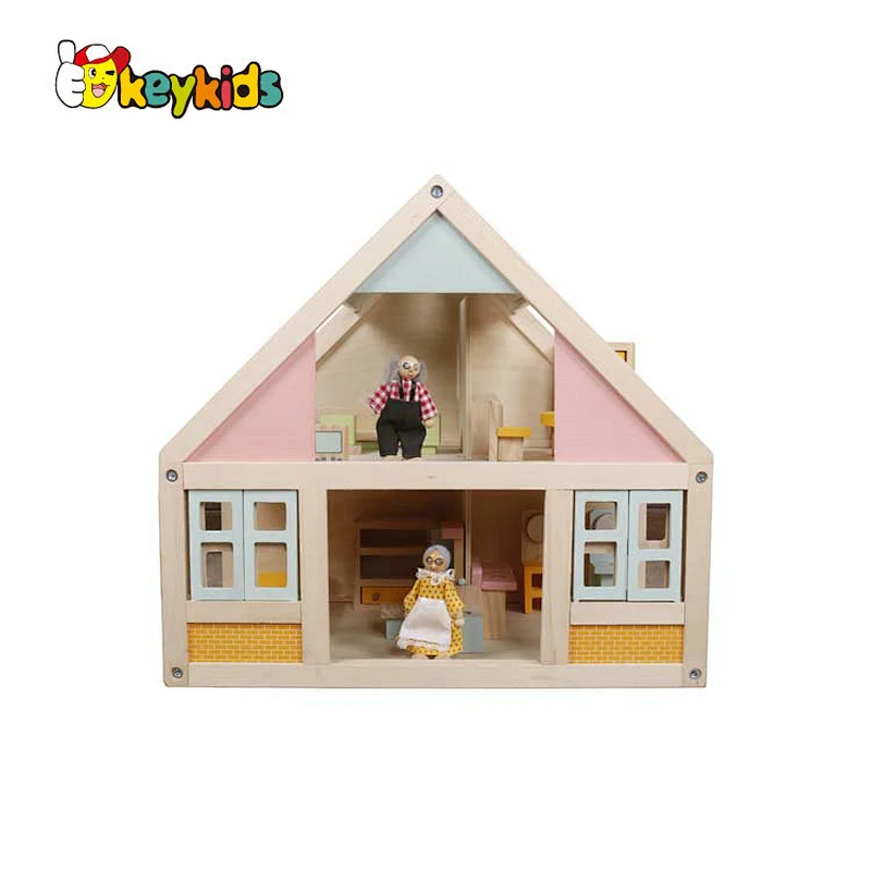 Factory Customize small wooden miniature dollhouse kits for girls W06A450