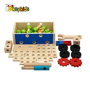 Creative 72pcs nuts wooden role play toolbox toy for children W03D155