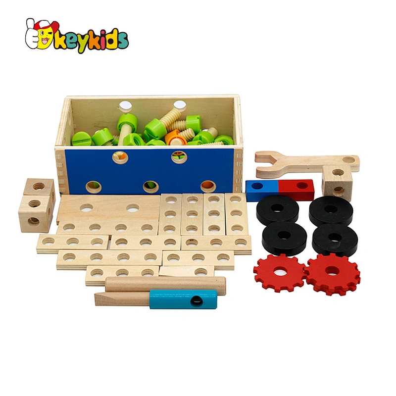 Creative 72pcs nuts wooden role play toolbox toy for children W03D155